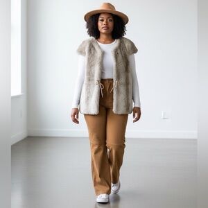 Cheyenne by Hillmoor Vintage 60s-70s Luxurious Tan Grey Faux Fur Vest Women’s 1X